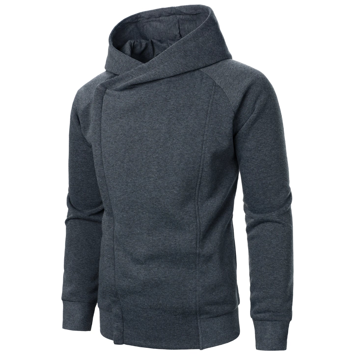Autumn winter men's solid color hooded top Long sleeve side zipper