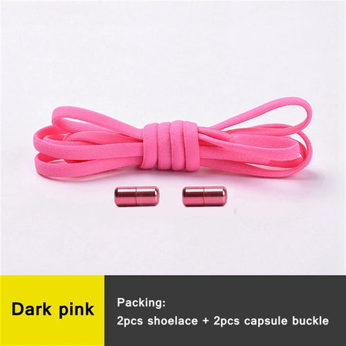 21 Colors No Tie Shoelaces For Sneakers Elastic Shoe Laces Round Metal