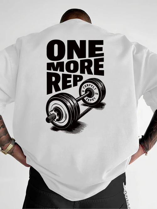 Men's T-Shirt Vintage Funny Gym Workout ONE MORE REP Weightlifting