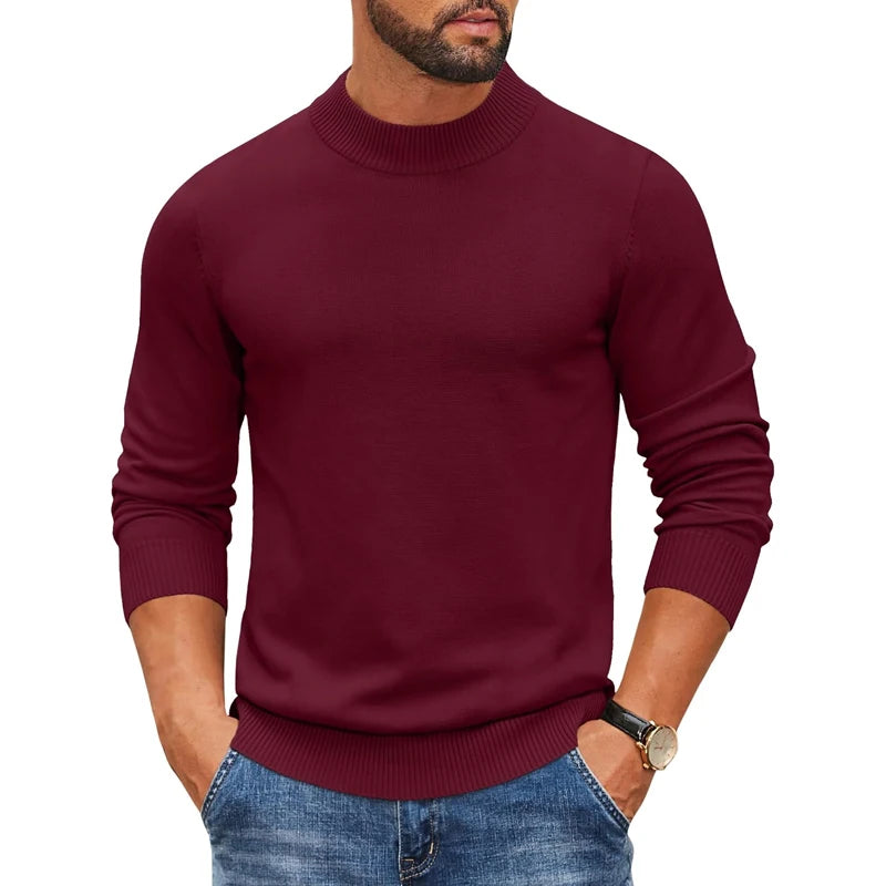 Animal Game Men's Mock Turtleneck Cold Blouse Knitwear Pullover Casual