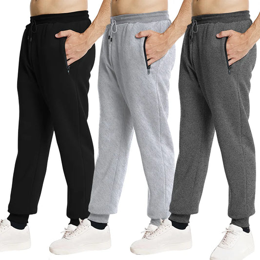 New Sweatpants Side Zipper Pockets Men Joggers Track Pants Elastic