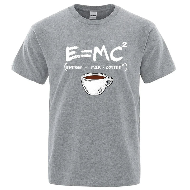 Summer Men's T-shirt 100% Cotton Casual Funny Energy=Milk+Coffee Print