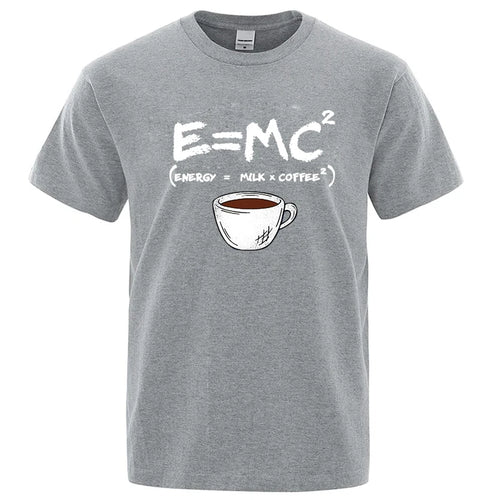 Summer Men's T-shirt 100% Cotton Casual Funny Energy=Milk+Coffee Print