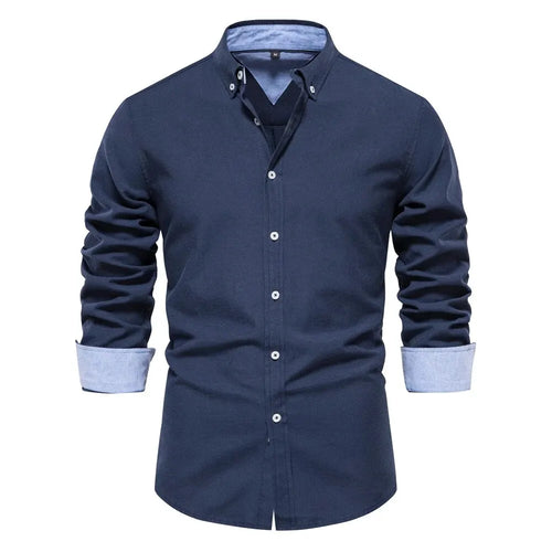 AIOPESON New Spring Cotton Blend Men's Oxford Shirt Long Sleeve Button