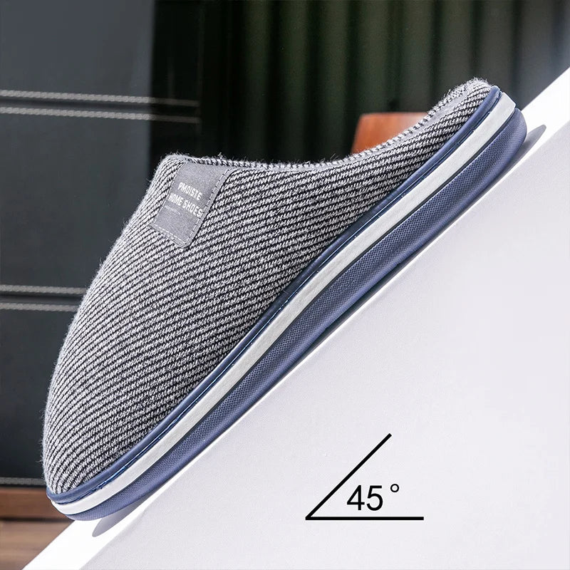 Trend Men Slippers Winter Warm Cotton Slippers Male Flats Soft