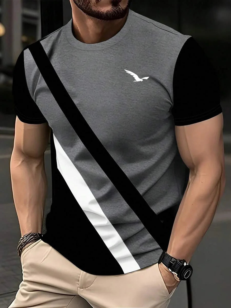A men's personalized pattern printed short-sleeved T-shirt for