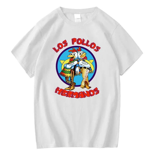 LOS POLLOS Hermanos Funny Printed T-Shirt Men Fashion Casual Short