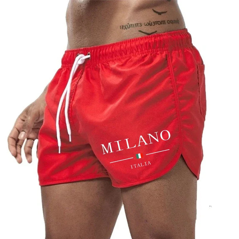 2025 Summer Men's Beach Shorts Urban Print Beach Trunks Jogging Casual