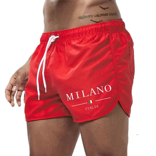2025 Summer Men's Beach Shorts Urban Print Beach Trunks Jogging Casual