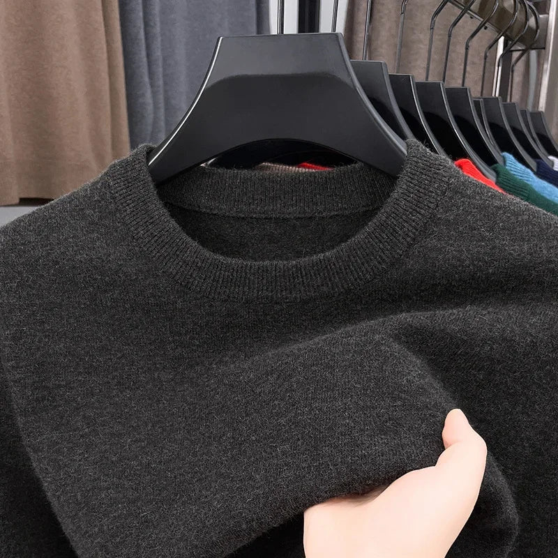 2025 New Men's Casual Sweater Round Neck Long Sleeve Knitted Sweater
