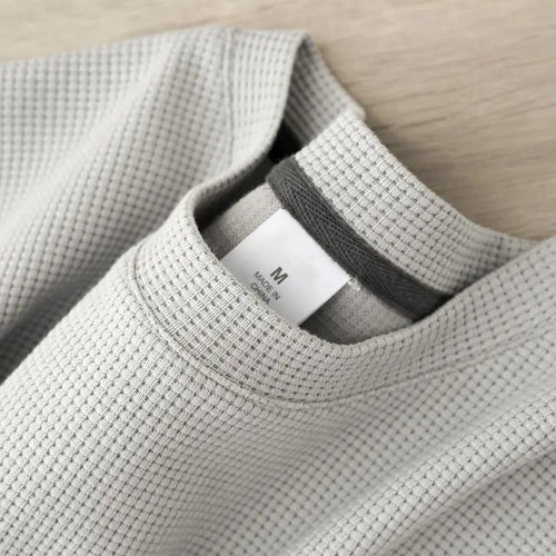 Waffle Short Sleeved T-shirt for Men and Women Summer Japanese Round