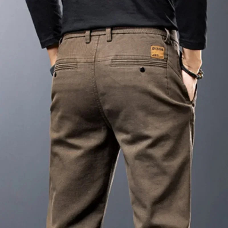 KUBRO Men's Pants Casual Cotton Solid Color Spring Autumn Straight