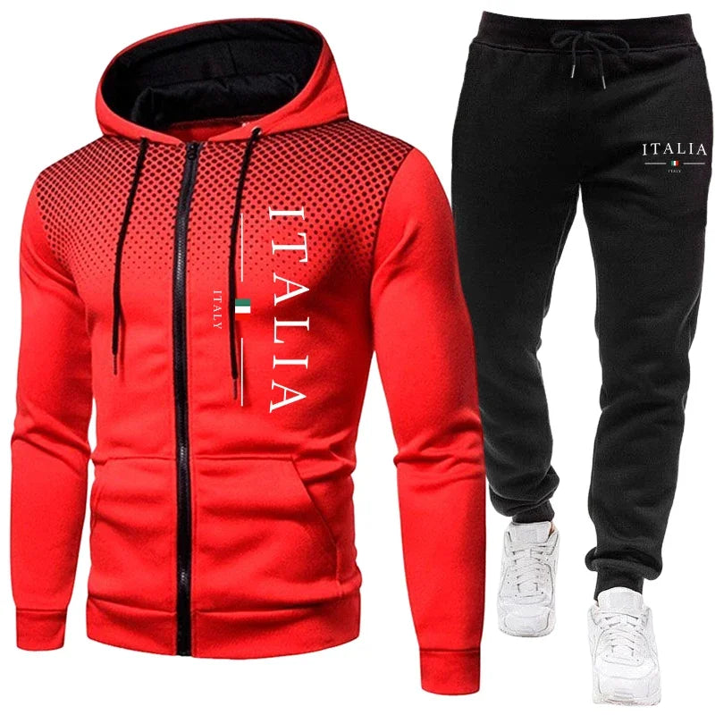 Autumn Winter Popular Men's Tracksuit Zipper Hoodie and Sweatpants