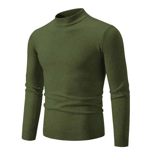 New Sweatwear Men's Half Neck Basic Solid Color Sweaters Round Neck