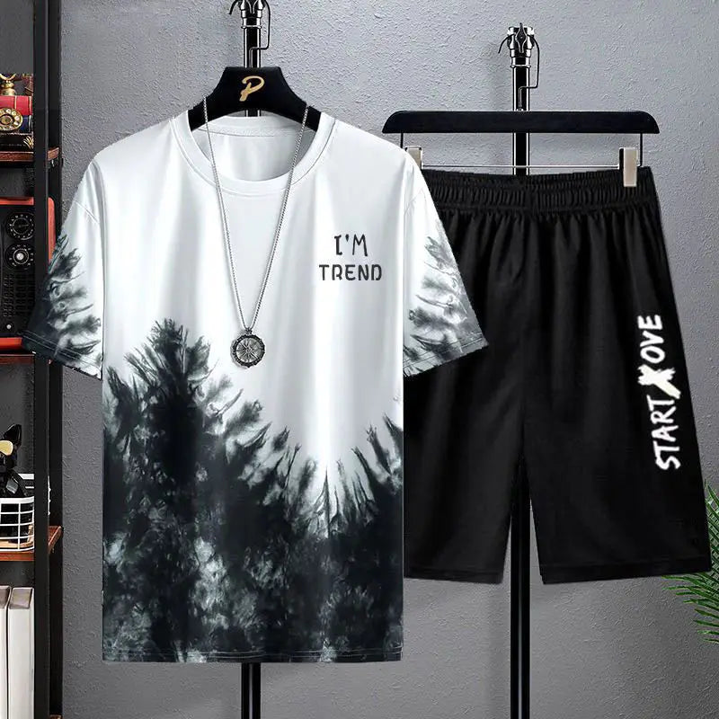 Summer Quick Drying Men's Sets Fashion tracksuits Casual Ice Silk