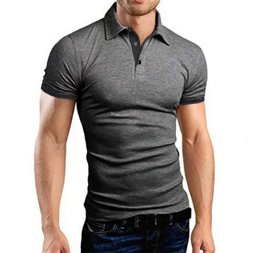 Men's Polo Shirt Short Sleeve Casual Slim Fit Color Blocking T-shirts