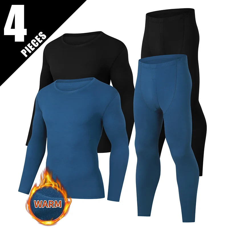 4/2-piece Men's Autumn And Winter Solid Color Round Neck Thermal