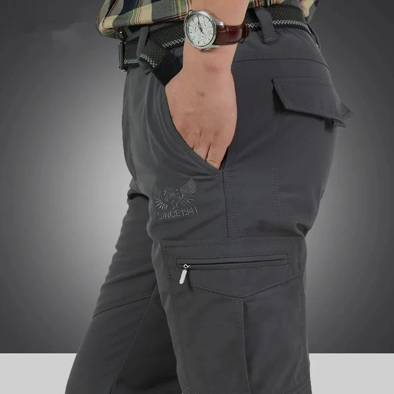 Men's Winter Fleece Tactical Pants Warm Cargo Pant Hunting SoftShell