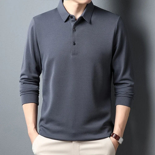Men's Business Casual Polo Long Sleeve T-shirt Summer Comfortable