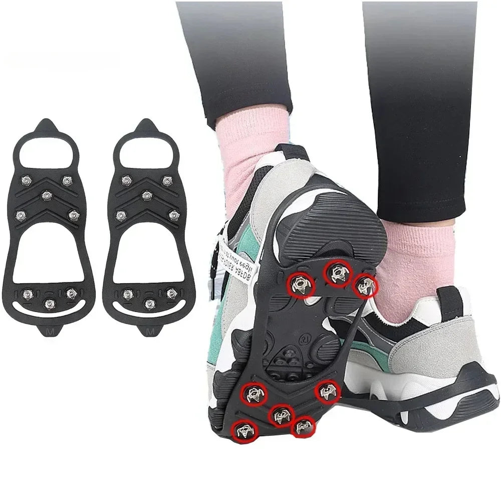 8 Teeth Ice Gripper Spike for Shoes Winter Outdoor Anti-Slip Hiking