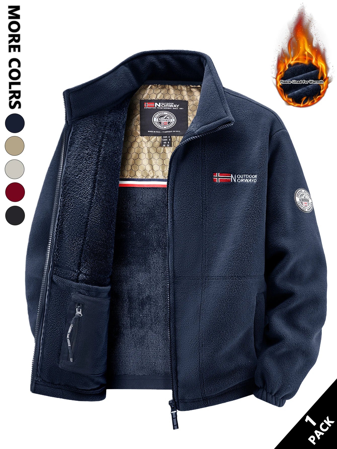 Men's Fleece Jacket, Soft and Skin-Friendly, Heat-Retaining and