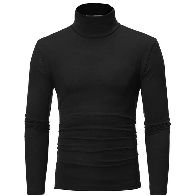 1/2pcs Autumn  Winter Men's High Neck T-shirt Slim Fit Fashion High