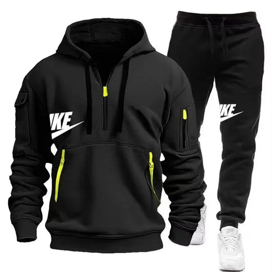 2025 New men's autumn and winter suit zipper hoodie + trousers suit