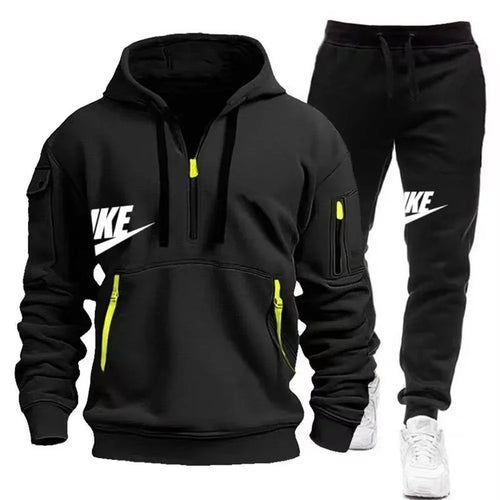 2025 New men's autumn and winter suit zipper hoodie + trousers suit