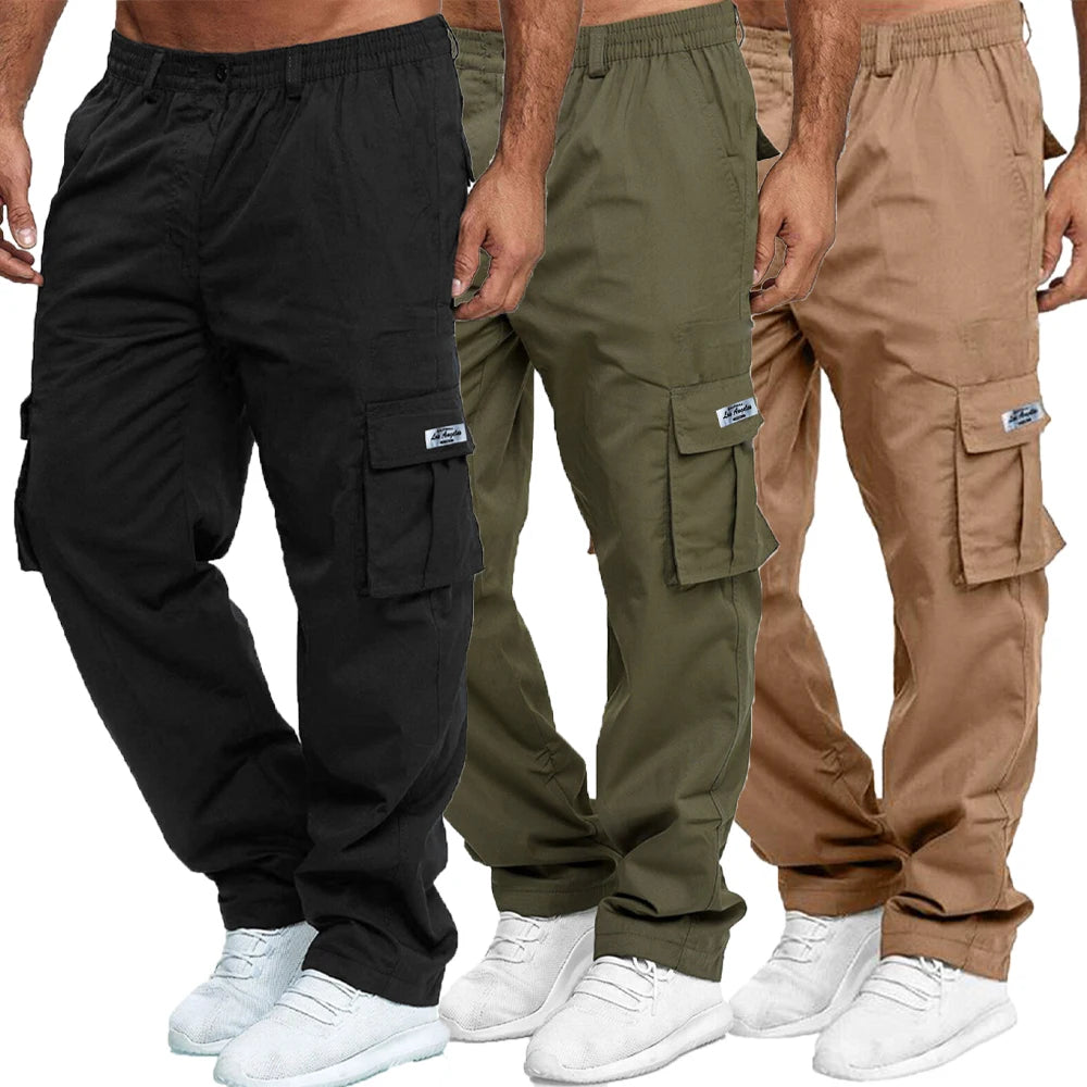 Men's Cargo Pants Sweatpants Outdoor Loose Straight Long Trousers
