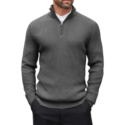 Autumn Men's Quarter Zip Pullover Dress Slim Sweater Mock Neck