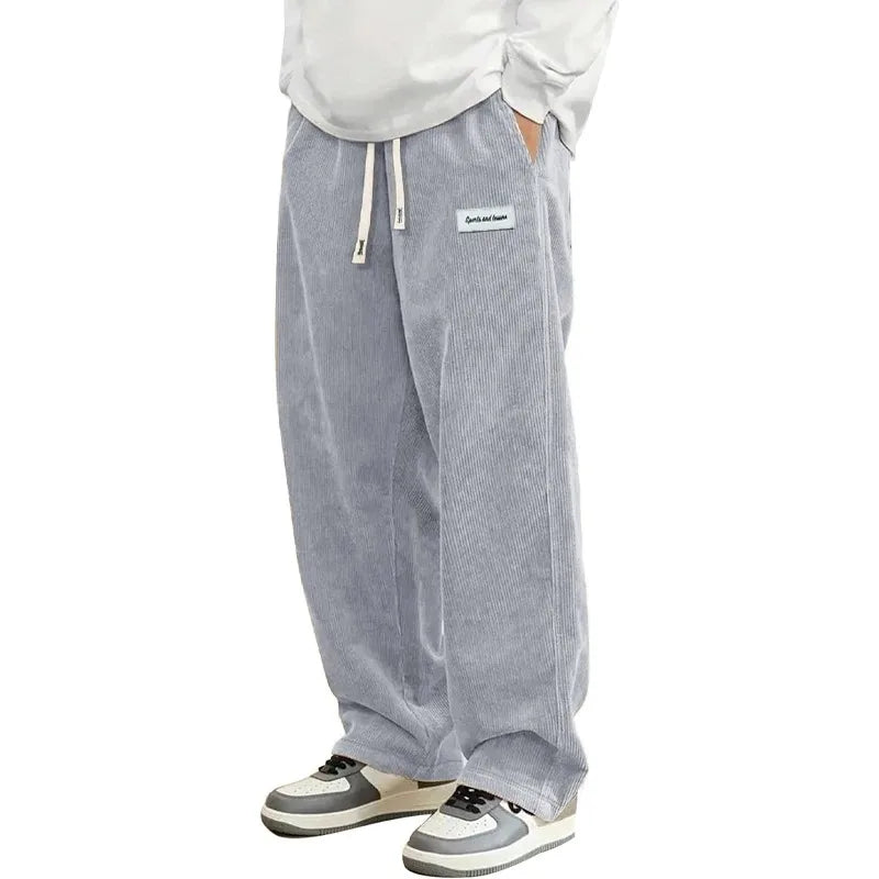 New Mens Corduroy Casual Pants Fashion Loose Fit Baggy Pants Straight