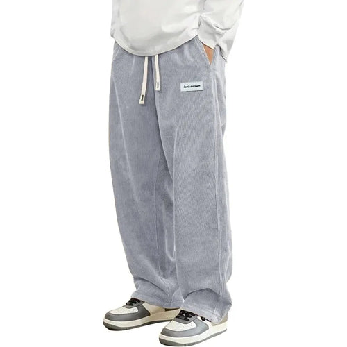 New Mens Corduroy Casual Pants Fashion Loose Fit Baggy Pants Straight