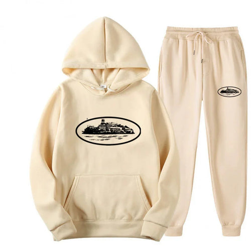 NICE Loose Unisex Fleece-lined Printed Sweatshirt Hoodie Set Devil