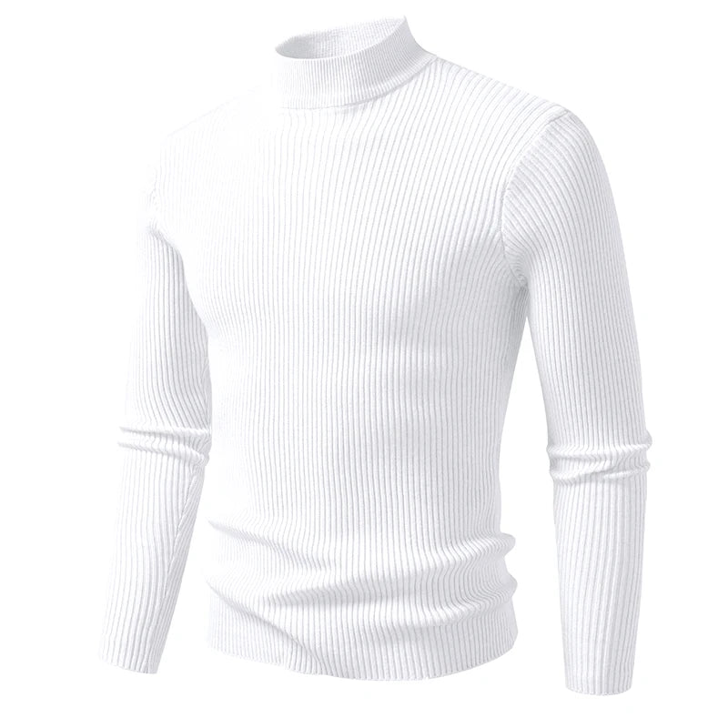 Mens Mock Neck Pullover Sweater High Neck Turtleneck Long Sleeve