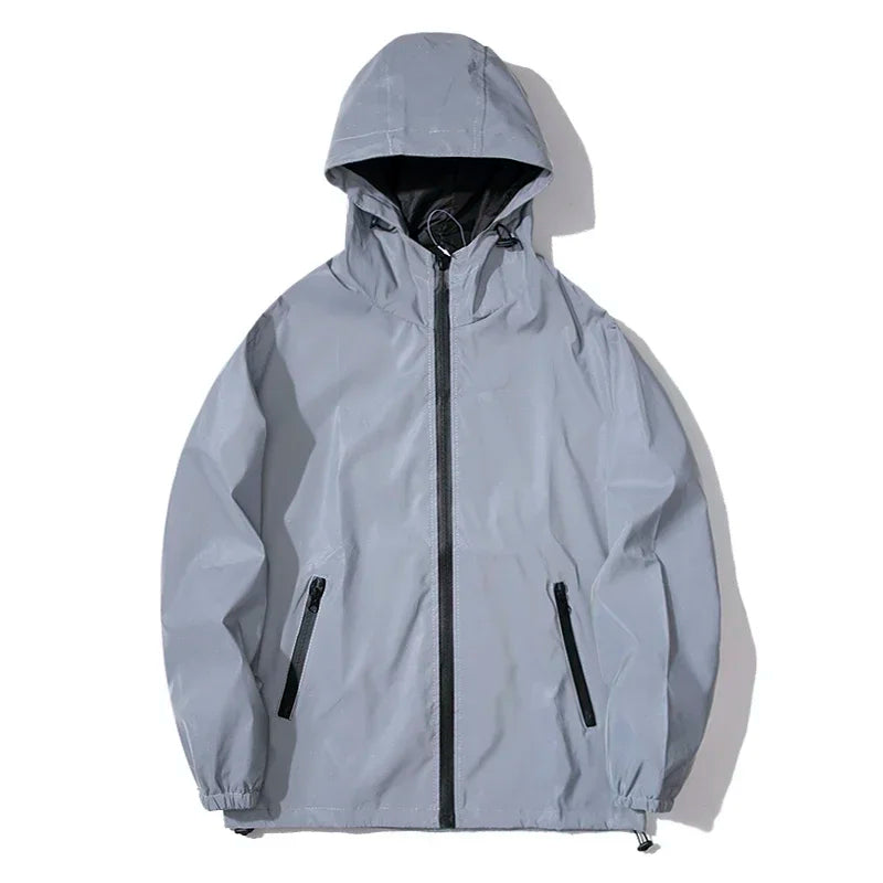 New Couple Night Reflective Clothing Solid Color Jacket Polyester