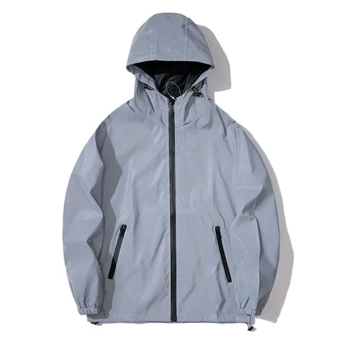 New Couple Night Reflective Clothing Solid Color Jacket Polyester