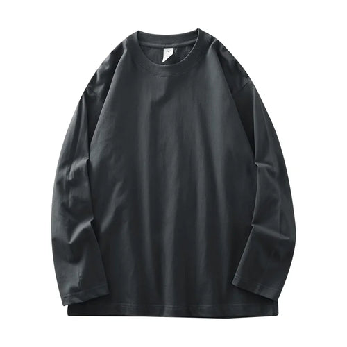 DUKEEN Men's 260G Long Sleeve T Shirts 2025 Spring Pure Cotton Solid