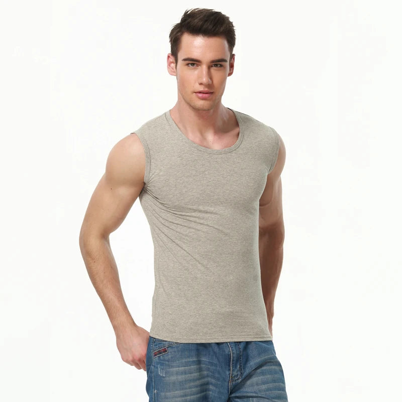 Men's four seasons tight cotton vest leisure sports fitness running