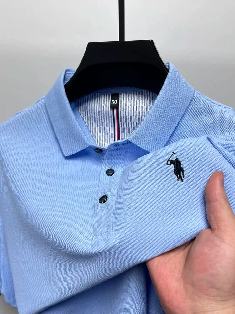 High end brand 100% cotton short sleeve polo shirt men luxur pony