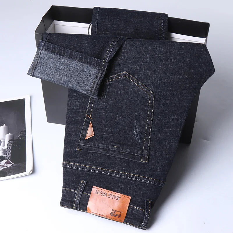 Men Fashion Straight Jeans Men 2024 New Stretch Slim Fit Pants