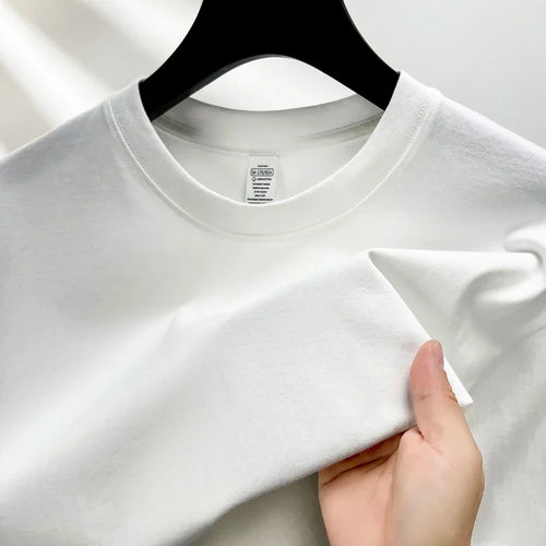 100% Pure Cotton Summer High-end Brand Men's Short Sleeve Round Neck