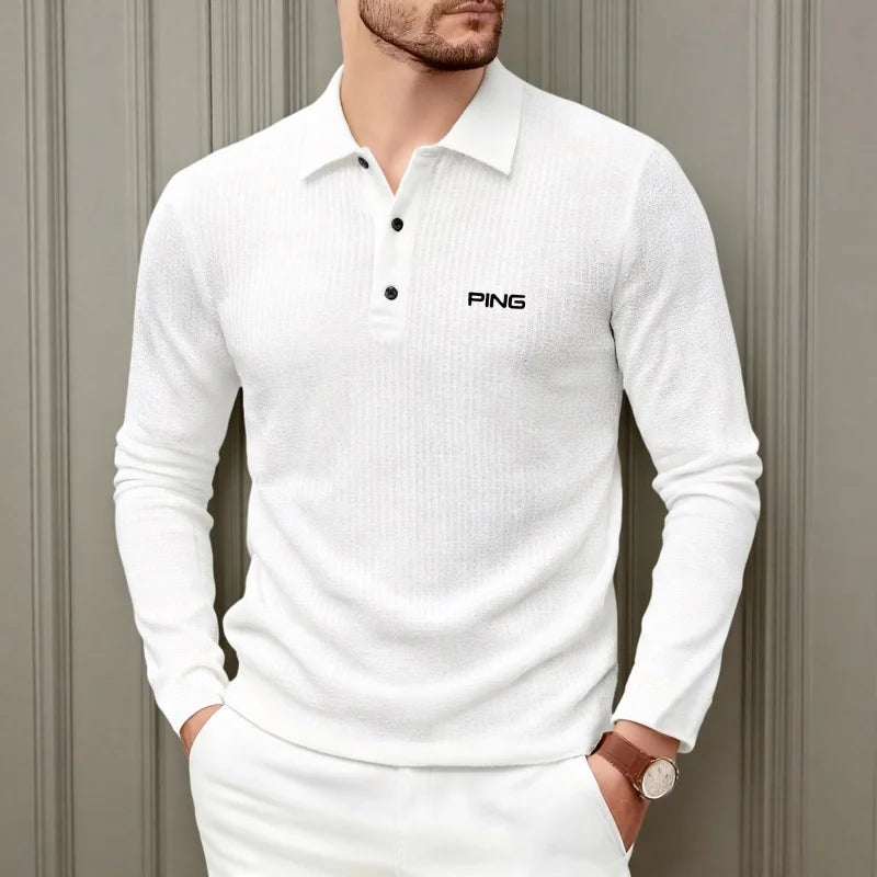 Brand fashion long sleeved polo shirt with letter print 2025 autumn