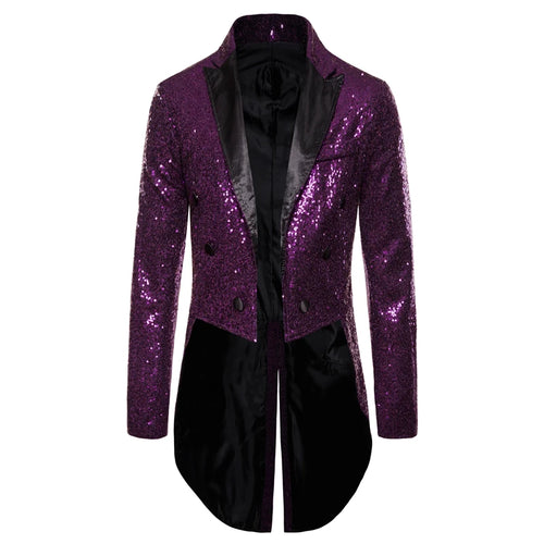 Men Shiny Sequin Glitter Embellished Blazer Jacket Men Nightclub Prom