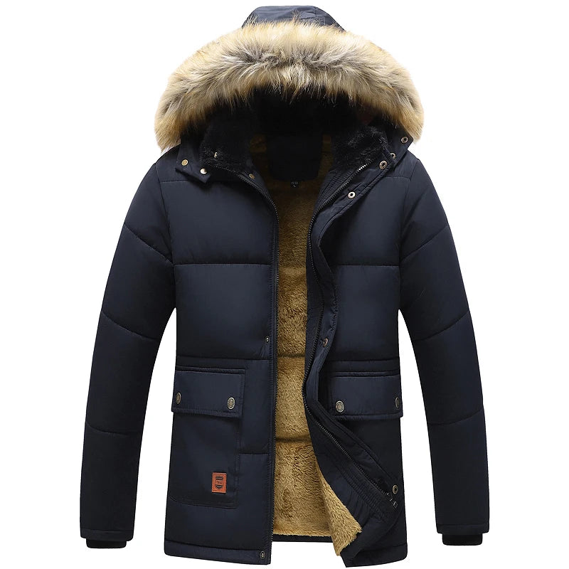 Men 2025 Winter New Windproof Fleece Warm Thick Jacket Parkas Coat Men