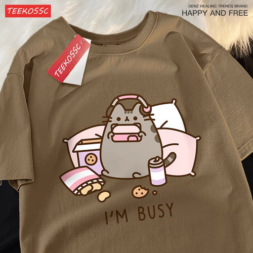 Sorry I'M Busy Cat Playing Games With Headphones Man T Shirt High