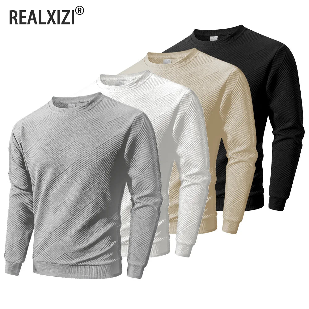 Men's Crew Neck Sweatshirts Spring Autumn Warm Basic Outdoor Pullover
