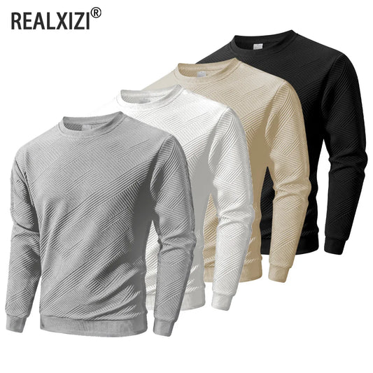 Men's Crew Neck Sweatshirts Spring Autumn Warm Basic Outdoor Pullover