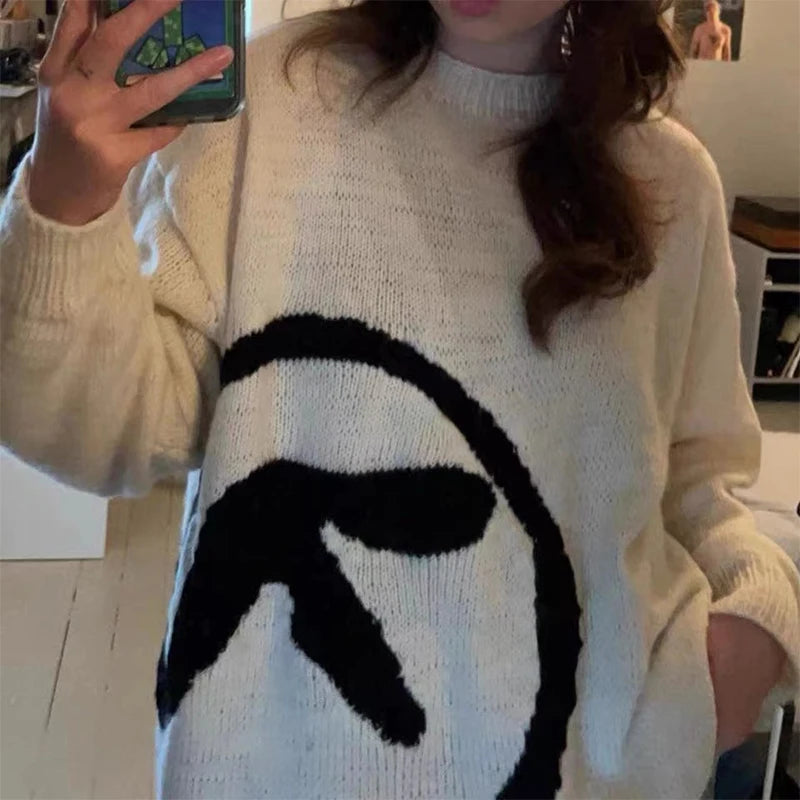 Men's Sweater Aphex Twin Knit Winter Oversized Vintage Long Sleeve