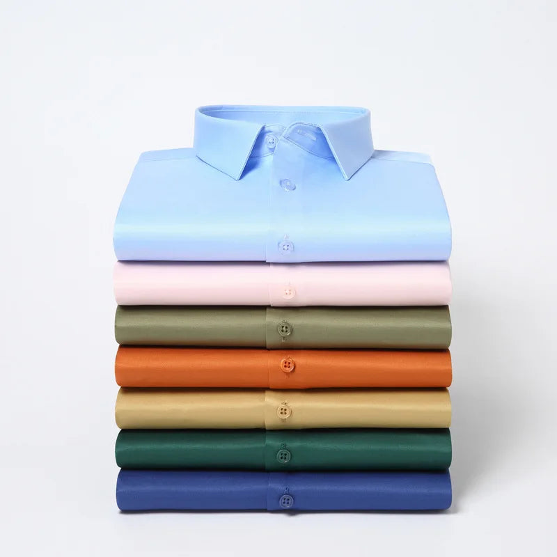 New Anti-Wrinkle Men Shirts Long Sleeve Dress Shirts For Men Slim Fit
