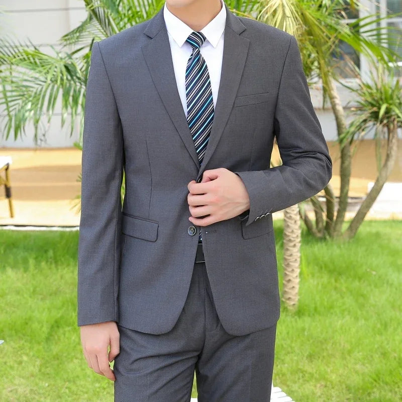 8XL Suit (Blazer+pants) Fashion Business Gentleman Italian Style Slim